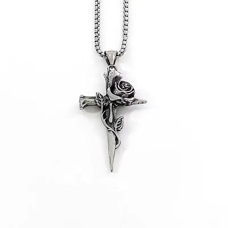 Cross Rose Necklace