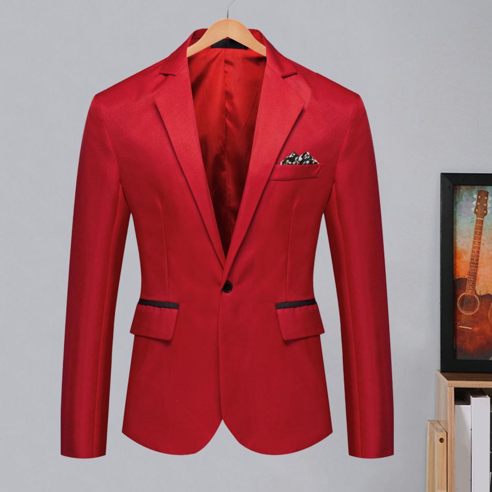 Пиджак с длинным рукавом, элегантный мужской пиджак на весну и осень с лацканами, застежкой на одну пуговицу, карманами с клапанами, формальный для А