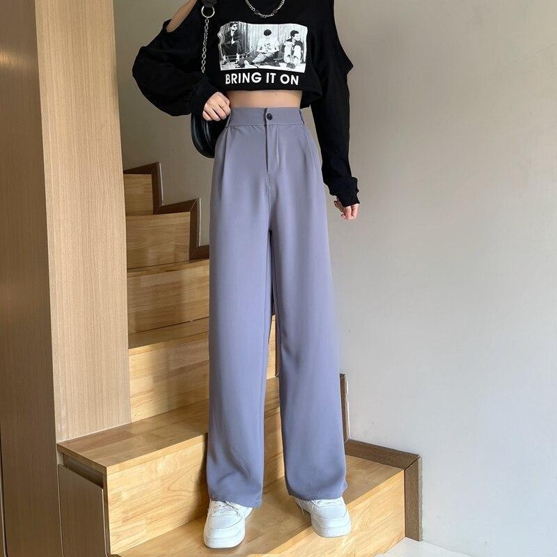 Women Loose High Waist Wide Leg Pants 2021 Spring Autumn Casual Straight Suits Pant Female Solid Plus Size 4XL Long Trousers
