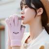 Мультяшные варежки с смайликом, с зимним утеплителем и толстым велюром, для студентов, милые и прелестные перчатки с сенсорным экраном для девочек