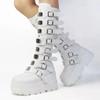 Boots Women Gothic Shoes Platform Knee High Punk Black Sexy Motorcycle New Halloween Cosplay 2024 Botas Mujer Zapatos De Mujer
