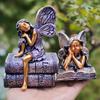 Classical Bronze Books Angel Girls Resin Ornaments Creative Home Study Bookshelf Desktop Decoration Handicrafts