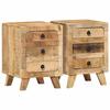 VidaXL Bedside Table 2 Pcs 37x32x50 Cm Solid Raw Mango Wood, Bedside Cabinet, Bed Cabinet, Side Table 4104516
