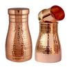 Copper & Joint Free Modern & Stylish Bedside Bedroom Copper Bottle Jar with Glass/Tumbler Lid | Capacity 1 Litre, 2Pcs
