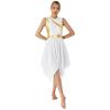 Womens Modern Lyrical Dance Costume Color Block Patchwork Sleeveless Irregular Hem Dress Dancewear