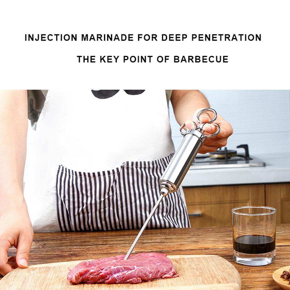 Инжектор для маринада для мяса, нержавеющая сталь 304, 3 иглы, приправа для соуса, барбекю, курильщика, гриль, зверь, индейка