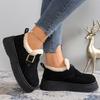 Fashion Winter Soft Faux Suede Furry Snow Boots Woman Adjustable Buckle Ankle Boots Women Solid Color Platform Warm Booties Mujer
