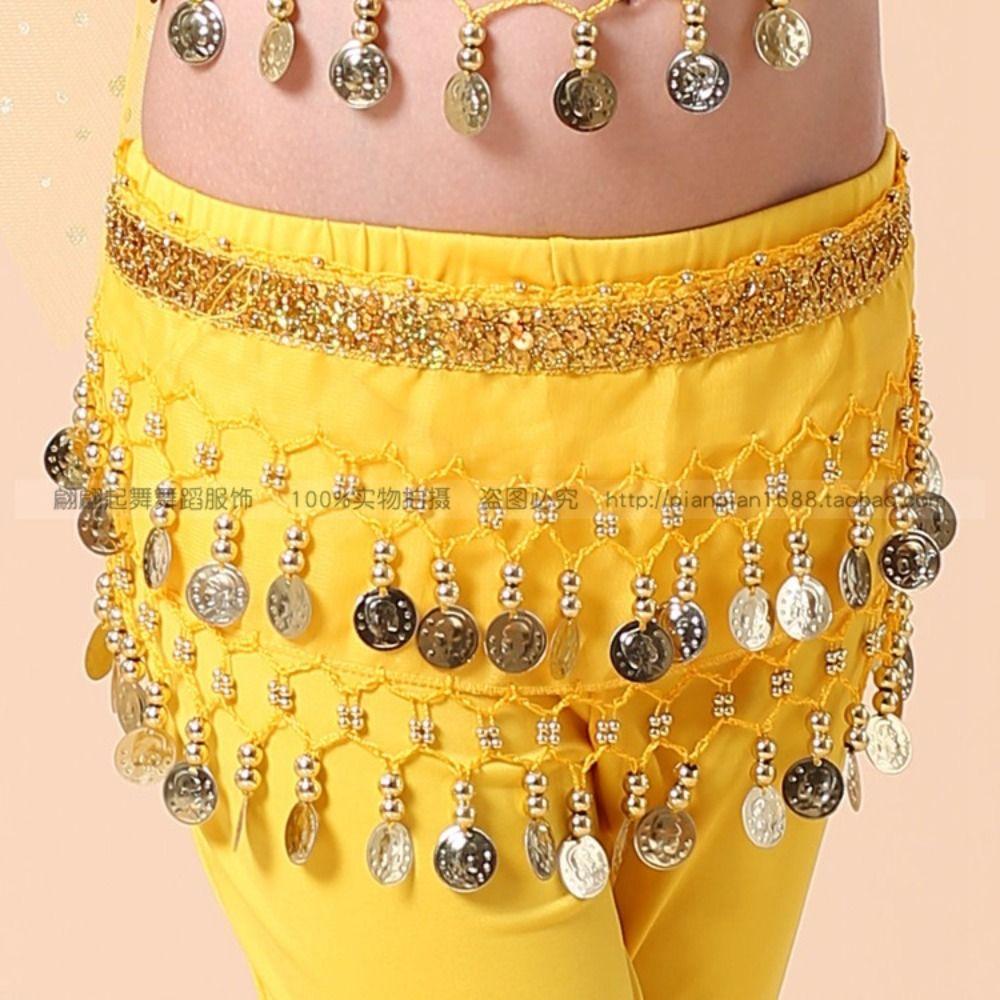 Chiffon Metal Coins Waist Chain Kids Dacning Waist Belt Chain New Hip Scarf