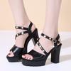 2024 Fashion Women's Shoes Platform Women's Sandals Summer Dress Sandals Women Pearl Crystal Buckle Strap High Heels Shoes Women
