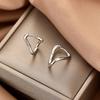 Girls Exquisite 925 Sterling Silver Rregular Dislocation Earring Plain Hoop Earrings Goth Ear Studs