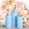 3 Pcs/Set Cylinder Pedestal Stand Cover Polyester Cylinder Stand Cover Solid Color Cloth Cover for Party Plinth Pedestal Stand Birthday Wedding Decor