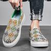 Fashion Branded Casual Loafers Men Designer Print Men Canvas Shoes Comfortable Slip-On Flat Sneakers Men Luxury Skateboard Shoes