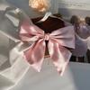 Solid Color Bow Hairpin Cloth Satin Ponytail Clips Temperament Horizontal Clip  Female