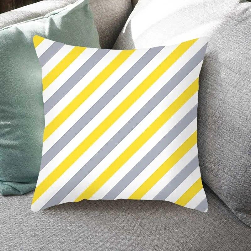 45x45cm Fashion Yellow Geometric Printing Pillowcase Sofa Hotel Office Seat Lumbar Cushion  Cover Home Decoration