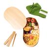 Magewappa Bento Wrap Bento Box Beginner Set Complete Bean Shape Wooden Single Tier Bento Box Natural Plain Wood Magewappa Bento Lunch Box Stylish Cute