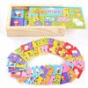 Wooden Animal Domino Puzzle Toy Education Blocks Wooden Domino Building Blocks Set Tollder