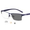 Trendy Business Photochromic Myopia Glasses for Male Men's Vintage Half Frame Anti-blue Eyewear Smart Color Changing Sunglasses