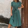 Summer Women's Dress Round Neck Temperament Elegant Floral Print Dresses