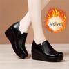 Fashion Wedges Women Shoes Autumn Winter Slip-On High Heels Round Toe Genuine Leather Casual Ladies Platform Shoes Woman Boots