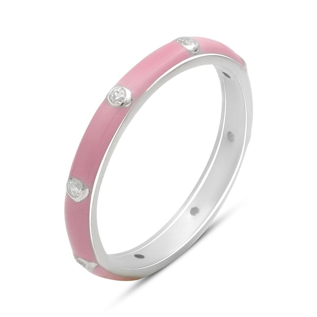 Silver Ring with Enamel, Cubic Zirconias, Product Weight 1.9 G (60002257)