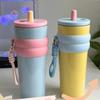 710Ml Thermal Mug With Straw Stainless Steel Vacuum Flask Insulated Water Bottle Coffee Cup Travel Car Mug Tumbler Portable