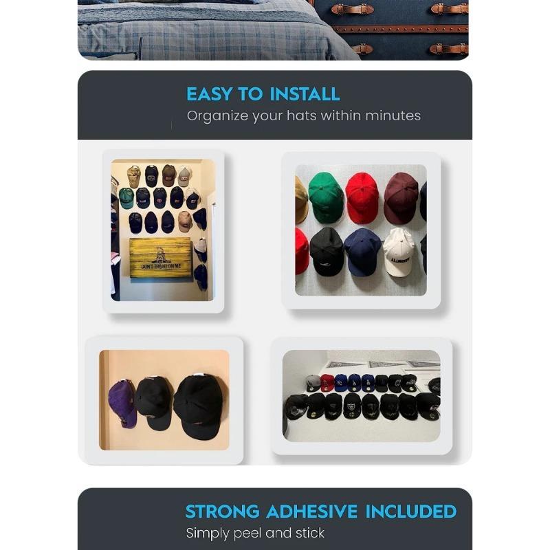10 шт. Органайзер для бейсболок, настенный держатель для хранения повседневных шляп, многоцелевая подвесная вешалка, аксессуары для домашнего хранения