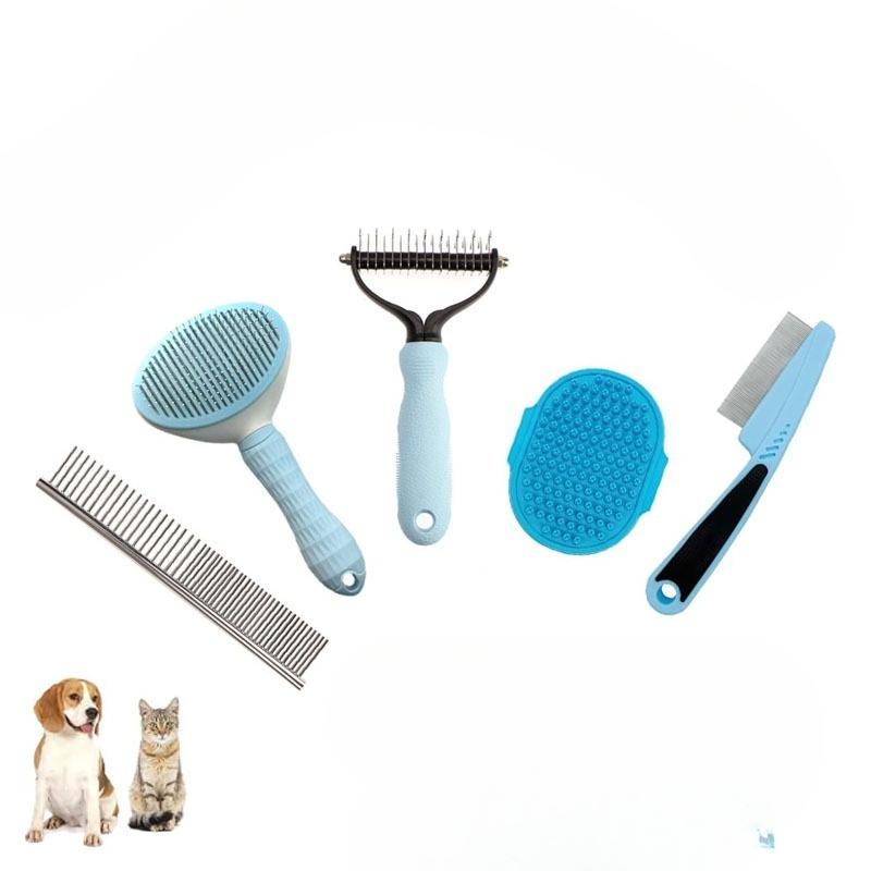Набор для красоты из 10 предметов для кошек и собак, самоочищающаяся грабельная щетка, когтерез, гребень от блох, щетка для купания, напальчники