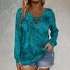 Women's Fashionable Loose-Fit Plus-Size Tie-Dye Printed Long-Sleeve T-Shirt
