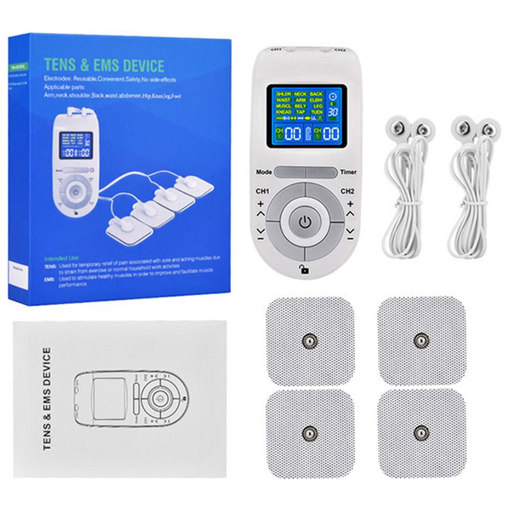 Digital 12 Modes Tens Machine Unit 4 Electrode Pads Relieve Fatigue Pulse Body Massage Electroestimulador EMS Muscle Stimulation