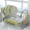 Large Capacity Stainless Steel 2-Layer Dish Drainer Drying Rack for Kitchen Storage
