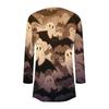Women's Fashion Casual Halloween Printed Mid-Length Irregular Hem Cardigan Jacket
