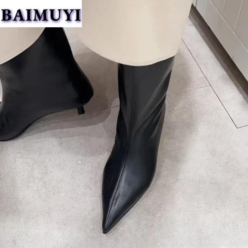 Luxury Pointed Toe Ankle Boots Designer Women Heels Brand High Boots Leather Shoes 2024 Autumn Goth Snow Botas Mujer Zapatillas