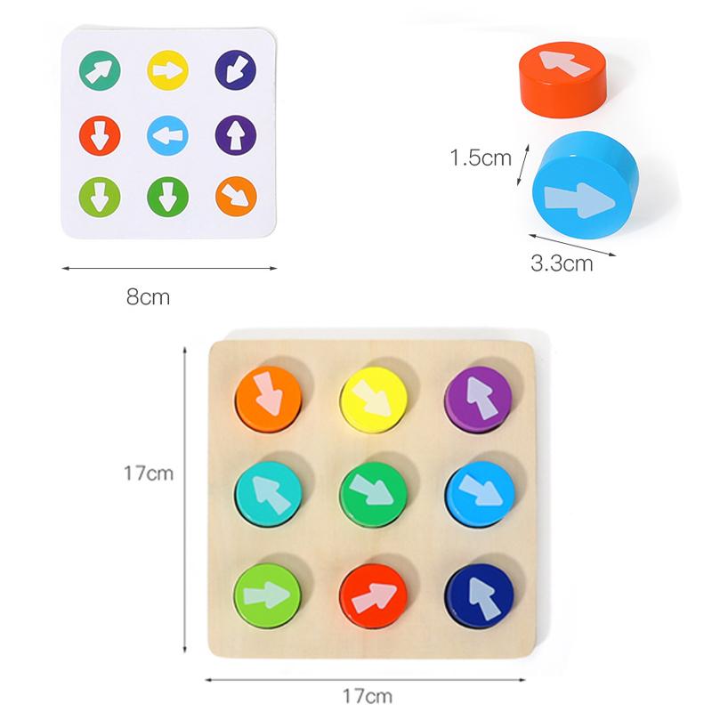 Children Montessori Wooden Toy Arrow Direction Color Sensory Matching Game Logical Thinking Toddler Early Education Puzzle Board