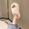 2025 Autumn and Winter New Internet Celebrity High-end Plush Slippers Women Wear Home Thick Bottom Large Size Cross Cotton Slippers