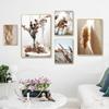 Beige Reed Dandelion Wall Art Painting Dried Flower Grass Plants Canvas Print Sand Hand Poster Nordic Wall Pictures Home Decor