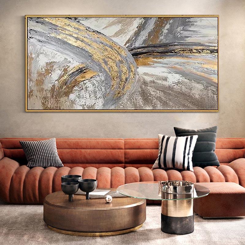 Modern Abstract Golden Canvas Painting Gold Inkjet Posters and Prints Cuadros Wall Art Pictures for Living Room Decor No Frame