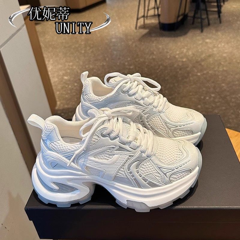 Thick-soled Inner Height Increase Dad Shoes Women 2025 Autumn New Breathable Internet Celebrity Fried Street Ins Trendy Fashion Casual Sports Shoes