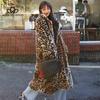 Fashionable All-match Lapel Leopard Print Faux Fur Coat Mid-length Coat Women's Long Sleeve