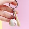 Baseball Keychain Mini Wooden Bat Ball Keyring Keychains Sports Ball Key Ring