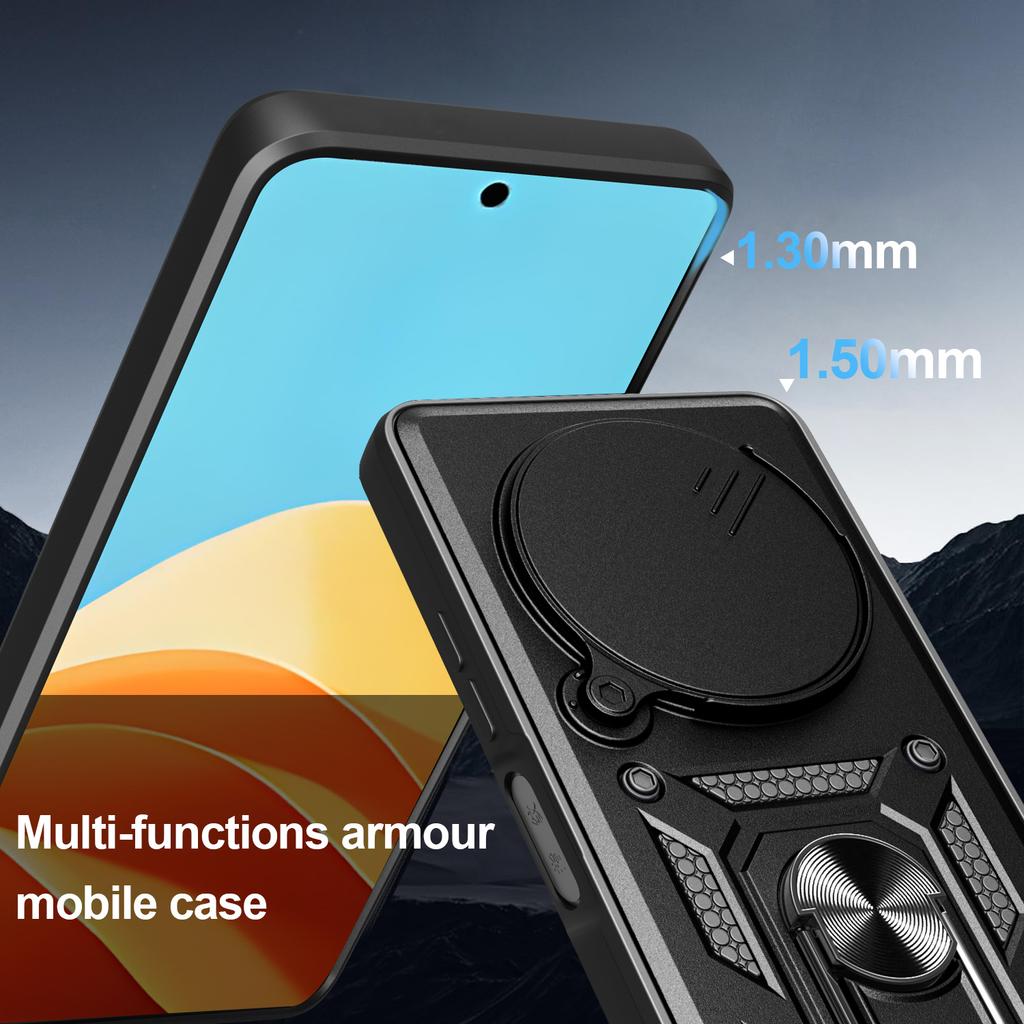 For ZTE Nubia Focus/Blade A75 5G Case with Slide Camera Lid PC+TPU Kickstand Phone Cover