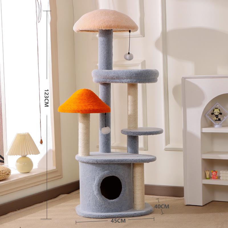Compact Cross-Border Cat Climbing Frame: Large Cat Tree with Integrated Cat Nest, Space-Saving Design, Foreign Style