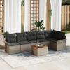 VidaXL 7-piece Garden Sofa Set with Cushions Grey Poly Rattan Acacia 3347335