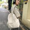 Cream Wind Student School Bag Solid Color Simple Ladies Backpack Casual Large Capacity Lightweight Travel Backpack