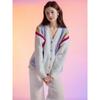 Rainbow Striped Soft Half Velvet Pajamas for Women Autumn and Winter Coral Velvet V-neck Cardigan Home Wear