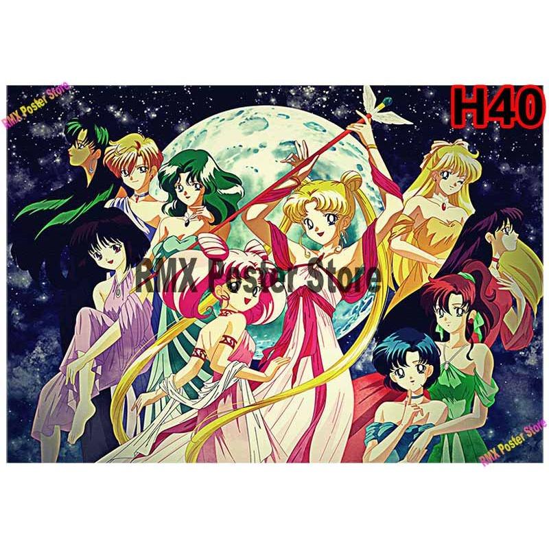 Classic Anime Sailor Moon Poster White Coated Paper Cartoon  Girl Poster Wall Stickers Home Room Bar Decoration Art Painting
