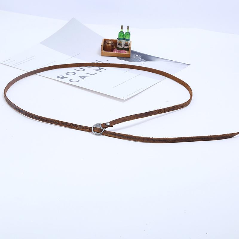 New Five Circle Embossed Cowhide Bracelet Vintage Simple Multi Loop Bracelet Fashion Buckle Leather Bracelet