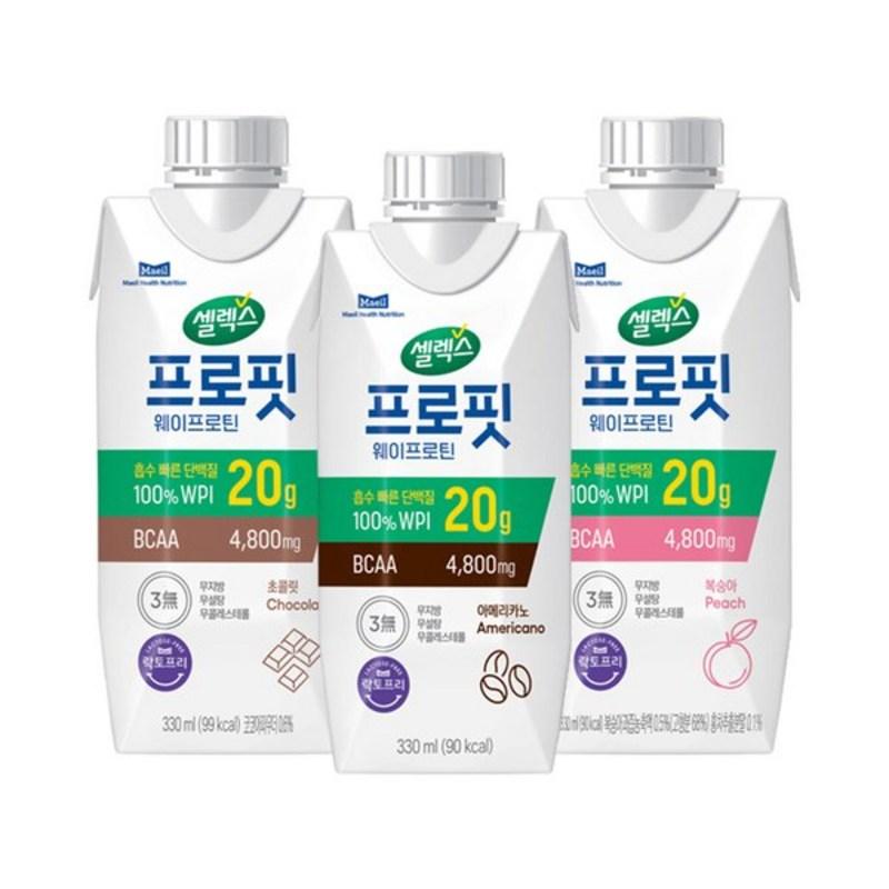 Profit Whey Protein Drink 3 Types Chocolate Peach Americano 330ml 24 Packs Isolate, 330ml, 48 Units