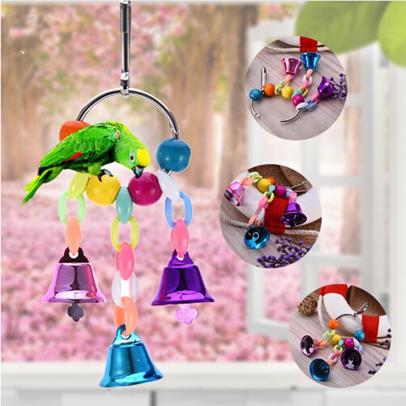 Pet Bird Bell String Suspension Bridge Chain Parrot Toys Hanging Squirrel Parakeet Cage Toys