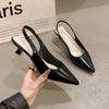 Fashion Female Shoes New Women's Pumps Solid Color Simple Mid Comfort Heel Shoes Sexy Pointed Toe Slingback Elegant Dress Shoes