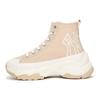 New MLB Chunky High Anti Slip Wear Resistant High Top Canvas Shoes Unisex Beige 3ASHU4216-50BGS